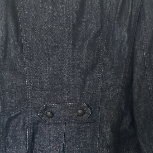 LOFT Dark Indigo  Jean Jacket with Ruffle Trim - Picture 4 of 4